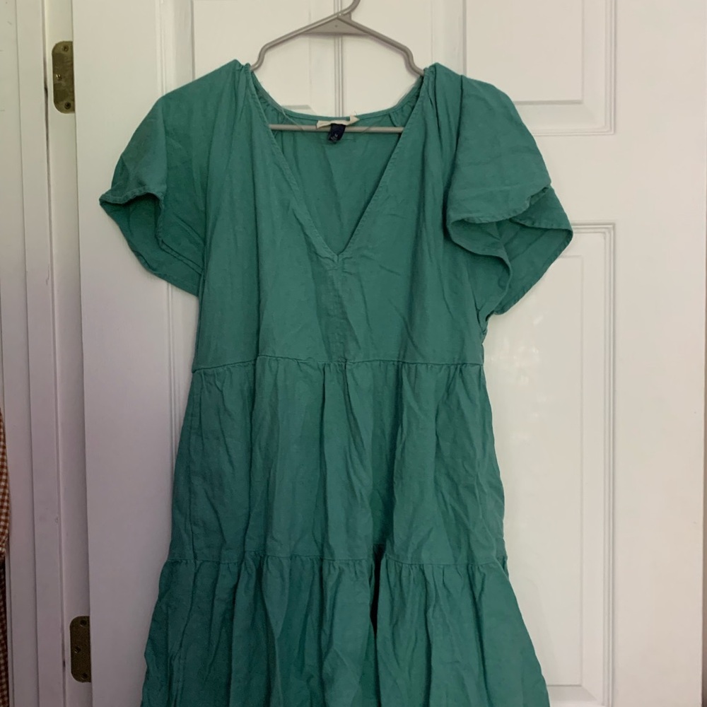 Universal Thread Teal V-Neck Tiered Sundress